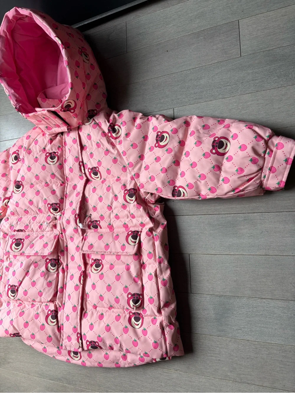 Girls Disney Baby Toddlers Pink Quilted Puffer Coat Jacket Toy Story Lotso Bear